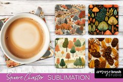Fall Square Coasters - Autumn Forest Coaster Sublimation Product Image 1
