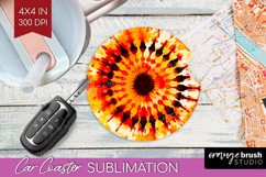 Autumn Car Coaster - Tie Dye Coaster PNG Sublimation Product Image 1