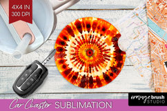 Autumn Car Coaster - Tie Dye Coaster PNG Sublimation Product Image 1
