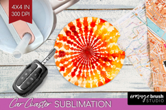 Autumn Car Coaster - Tie Dye Coaster PNG Sublimation Product Image 1