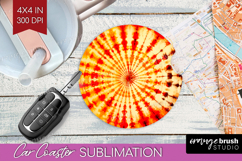 Autumn Car Coaster - Tie Dye Coaster PNG Sublimation Product Image 1