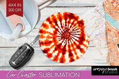 Autumn Car Coaster - Tie Dye Coaster PNG Sublimation Product Image 1
