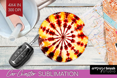 Autumn Car Coaster - Tie Dye Coaster PNG Sublimation Product Image 1