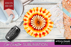 Autumn Car Coaster - Tie Dye Coaster PNG Sublimation Product Image 1