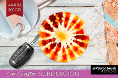 Autumn Car Coaster - Tie Dye Coaster PNG Sublimation Product Image 1