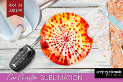Autumn Car Coaster - Tie Dye Coaster PNG Sublimation Product Image 1