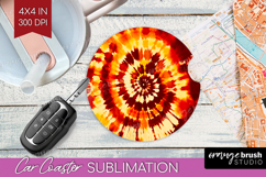 Autumn Car Coaster - Tie Dye Coaster PNG Sublimation Product Image 1