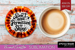 Inspirational Quote Round Coaster - Autumn Tie Dye Coaster Product Image 1