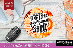 Inspirational Quote Car Coaster - Autumn Tie Dye Coaster PNG Product Image 1