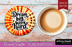 Inspirational Quote Round Coaster - Autumn Tie Dye Coaster Product Image 1