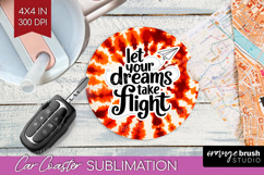 Inspirational Quote Car Coaster - Autumn Tie Dye Coaster PNG Product Image 1