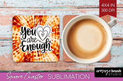 Inspirational Quote Square Coaster - Autumn Tie Dye Coaster Product Image 1