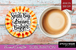 Inspirational Quote Round Coaster - Autumn Tie Dye Coaster Product Image 1