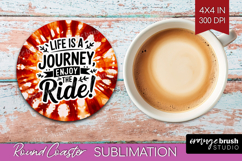 Inspirational Quote Round Coaster - Autumn Tie Dye Coaster Product Image 1