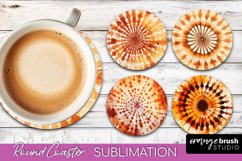 Autumn Tie Dye Round Coaster - Fall Coaster Sublimation Product Image 1
