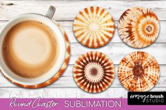 Autumn Tie Dye Round Coaster - Fall Coaster Sublimation Product Image 1