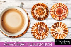 Autumn Tie Dye Round Coaster - Fall Coaster Sublimation Product Image 1