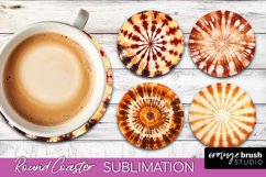 Autumn Tie Dye Round Coaster - Fall Coaster Sublimation Product Image 1