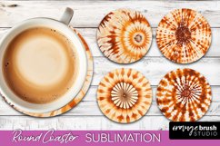 Autumn Tie Dye Round Coaster - Fall Coaster Sublimation Product Image 1