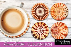 Autumn Tie Dye Round Coaster - Fall Coaster Sublimation Product Image 1