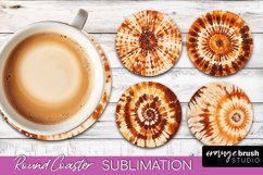 Autumn Tie Dye Round Coaster - Fall Coaster Sublimation Product Image 1