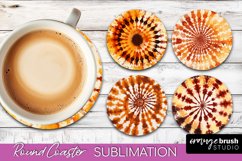 Autumn Tie Dye Round Coaster - Fall Coaster Sublimation Product Image 1