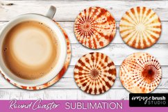 Autumn Tie Dye Round Coaster - Fall Coaster Sublimation Product Image 1