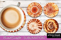 Autumn Tie Dye Round Coaster - Fall Coaster Sublimation Product Image 1