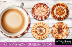 Autumn Tie Dye Round Coaster - Fall Coaster Sublimation Product Image 1
