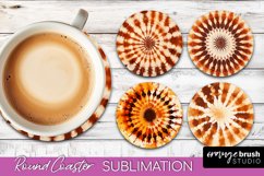 Autumn Tie Dye Round Coaster - Fall Coaster Sublimation Product Image 1
