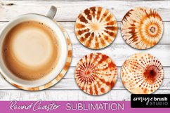 Autumn Tie Dye Round Coaster - Fall Coaster Sublimation Product Image 1