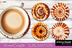 Autumn Tie Dye Round Coaster - Fall Coaster Sublimation Product Image 1
