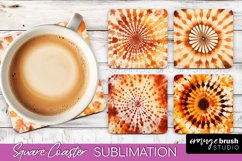 Autumn Tie Dye Square Coaster - Fall Coaster Sublimation Product Image 1