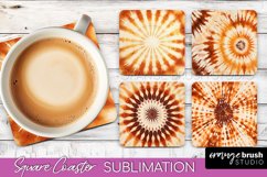 Autumn Tie Dye Square Coaster - Fall Coaster Sublimation Product Image 1