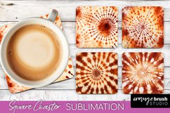 Autumn Tie Dye Square Coaster - Fall Coaster Sublimation Product Image 1