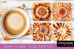 Autumn Tie Dye Square Coaster - Fall Coaster Sublimation Product Image 1
