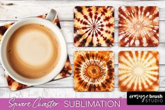 Autumn Tie Dye Square Coaster - Fall Coaster Sublimation Product Image 1