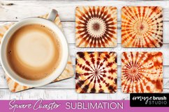 Autumn Tie Dye Square Coaster - Fall Coaster Sublimation Product Image 1