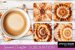 Autumn Tie Dye Square Coaster - Fall Coaster Sublimation Product Image 1