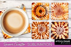 Autumn Tie Dye Square Coaster - Fall Coaster Sublimation Product Image 1