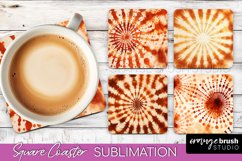 Autumn Tie Dye Square Coaster - Fall Coaster Sublimation Product Image 1