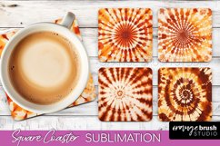 Autumn Tie Dye Square Coaster - Fall Coaster Sublimation Product Image 1