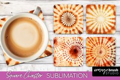Autumn Tie Dye Square Coaster - Fall Coaster Sublimation Product Image 1