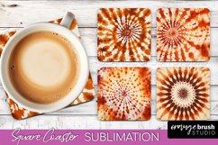 Autumn Tie Dye Square Coaster - Fall Coaster Sublimation Product Image 1