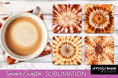 Autumn Tie Dye Square Coaster - Fall Coaster Sublimation Product Image 1