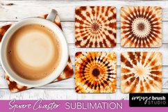Autumn Tie Dye Square Coaster - Fall Coaster Sublimation Product Image 1