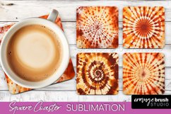 Autumn Tie Dye Square Coaster - Fall Coaster Sublimation Product Image 1
