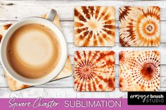 Autumn Tie Dye Square Coaster - Fall Coaster Sublimation Product Image 1