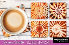 Autumn Tie Dye Square Coaster - Fall Coaster Sublimation Product Image 1