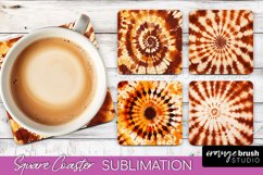 Autumn Tie Dye Square Coaster - Fall Coaster Sublimation Product Image 1